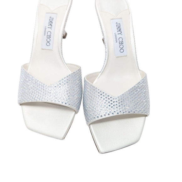 NIB Jimmy Choo Skye 70 Silver Crystal Kitten Heel Sandal Size EU 37.5 - Picture 9 of 12